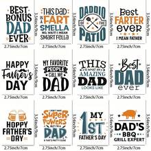 Bộ 4 miếng dán cốc chủ đề Ngày của Cha, in UV DTF, phù hợp với cốc thủy tinh 16 oz và cốc cà phê - Độ bám dính cao (Chỉ bao gồm miếng dán, không bao gồm cốc) - Nhiều màu - Xem 8