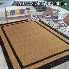 Washable Rugs For Home Living Room, Multiple Sizes Available, Velvet Indoor Outdoor Area Rug, Non-Shedding Waterproof Stain Resistant Easy Clean, Minimalist Border Solid Plain Khaki Velvet Carpet For Patio Deck Porch Bedroom Kitchen Bathroom RV Hallway Garden, Home Decor Rug For Bathroom Accessories - A - View 5