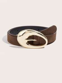 1条女士休闲商务复古Y2K腰带，西部风格腰带，女士腰带，波西米亚风腰带，简约休闲PU金色几何扣棕色绒面腰带，适合派对、音乐节、日常通勤、节日礼物 - I - 查看 1