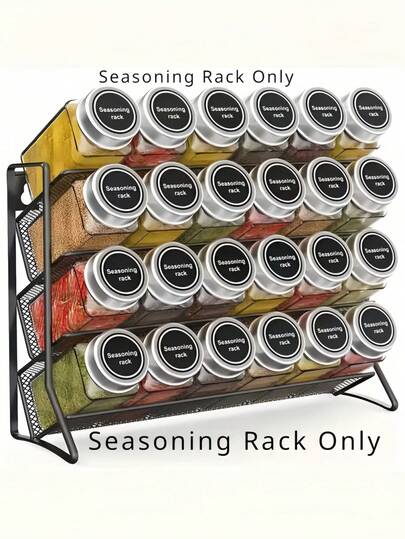 4-Tier Metal Wire Mesh Spice Rack, Wall Mounted Or Countertop, Rust-Resistant, Space-Saving, Easy Installation, Large Capacity, Multipurpose For Kitchen, Pantry, Cabinet, Ideal For Storing Spice Bottles, Seasonings, A Stylish And Practical Kitchen Storage Tool For Daily Cooking, Also Makes A Great Gift