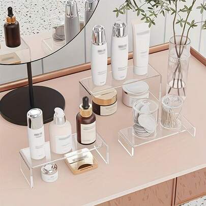 Bộ 1/3/5 giá trưng bày hình chữ U hiện đại bằng acrylic - Chắc chắn nhưng dễ sử dụng, không cần lắp ráp, giá để bàn trong suốt này hoàn hảo để trưng bày tượng nhỏ, nước hoa, mỹ phẩm và trang sức.