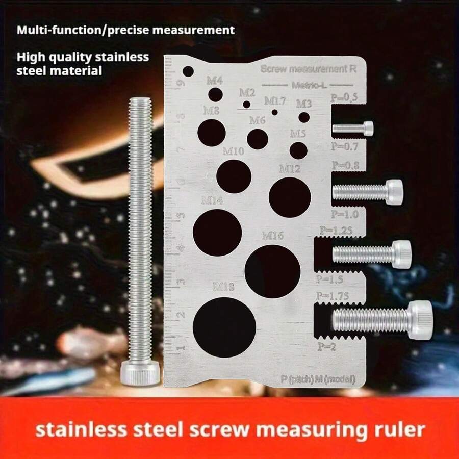 1pc 304 Stainless Steel Screw Measuring Tool, Screw And Bolt Caliper, Durable, Precise Threaded And Distance Measurement, Screw And Nut Gauge, M12 Precise Diameter Caliper, Suitable For All Year Round Use, Happytoday