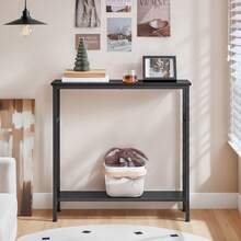 Console Table, Hallway Table With Adjustable Shelf, Slim Sofa Table, 2-Tier Side Table With Storage Shelf, For Living Room, Office, Industrial, Sturdy - Black - View 4