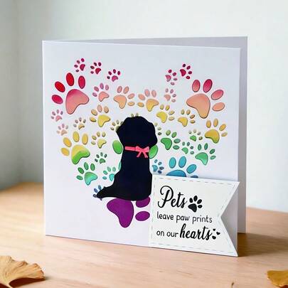 1 khuôn cắt hình dấu chân và hình chó sáng tạo, thích hợp cho việc làm sổ lưu niệm, trang trí album và làm thiệp thủ công, kèm khuôn và dụng cụ dập nổi.