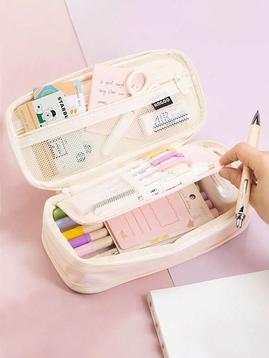 1 buc Macaron Color Patchwork Penar Case, Cutie de papetărie, Geantă de depozitare, Potrivit pentru studenți de masculin/feminin Rechizite pentru înapoi la școală, Cadouri pentru studenți, Rechizite de învățare, Papetărie, Penar Case, Rucsac - Multicolor - Vizualizare 1