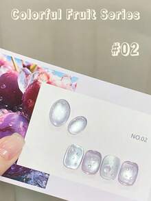 10ml Spring/Summer New Fruit Gift Box Cat Eye Jelly Nail Polish 2026 Colorful Fruit Series Ice Transparent Pink Green Glass Bead Cat Eye Nail Art Supplies, Grape Cat Eye, Blueberry Cat Eye - Multicolor - View 25