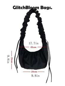 Bolso de hombro cruzado versátil para uso diario, diseño elegante a cuadros con cordón, modelo 2026 - Negro - Ver 5
