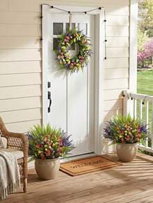 27pcs Artificial Lavender And Boston Fern With Wildflowers, UV Resistant Faux Plants For Summer, Suitable For Hanging Baskets, Porch, Farmhouse Decor, Hanging Flower Boxes, Windowsills, Weddings, Indoor Decoration, Window Frames, Garden Plant Decor - Multicolor - View 3