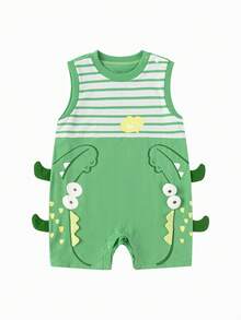 Balabala Bộ áo liền quần mùa hè cho bé năm 2026, kiểu dáng dễ thương, chất liệu cotton mềm mại thoáng khí, thiết kế ngộ nghĩnh, thoải mái khi mặc. - Xanh và trắng - Xem 4