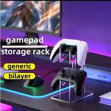 1 pieza Soporte de exhibición transparente/negro para control de juegos, soporte multifuncional de doble capa, estante de almacenamiento universal para mandos y periféricos de juegos - Multicolor - Ver 7