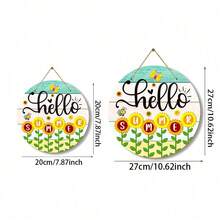 1 pieza Guirnalda redonda de madera con decoración de "Hola Verano", adornada con flores y mariposas vibrantes, es adecuada para el porche delantero, la sala de estar, el dormitorio, el baño y el jardín. Es el regalo perfecto para dar la bienvenida a la primavera y el verano. - Multicolor - Ver 6
