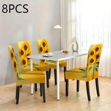 White Background Lemon Pattern Decoration Kit, Set Of 1 Piece/2 Pieces/4 Pieces/6 Pieces/8 Pieces/36 Pieces, High Elasticity All Inclusive Washable Soft Protective Cover, Using 2D Flat Printing Technology, Easy To Install And Clean. Suitable For Indoor Decoration, Outdoor Dining, Gathering Occasions, Restaurants, Parties, And Hotels As Decorative Chair Covers, And Can Also Be Given As Gifts. - Multicolor - View 15