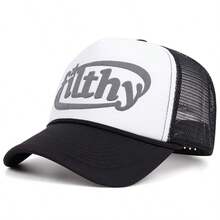 1pc "Filthy" Printed Sponge Baseball Cap, Unisex Outdoor Sun Hat, American Trucker Style Adjustable Mesh Hat, Hip Hop Fashion Snapback - Multicolor - View 10