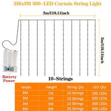 Battery Powered Christmas Fairy LED Curtain String Lights, Suitable For Holiday Decor, Party, Celebration, Wedding, Home And Atmosphere Background - Battery Box Curtain Light String - View 5