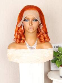 180% 密度长款波浪卷假发 - 13x4 蕾丝前假发，波浪卷发周围带有卷曲/波浪状婴儿发，8-16 英寸混合发质，适合日常佩戴、家庭聚会、节日、派对等场合，黑色/棕色/酒红色/橙色可选，预先拔毛处理，自然逼真。 - S350 - 查看 3