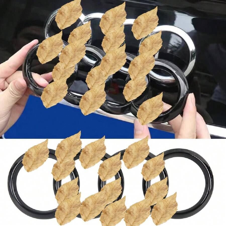 1 Miếng dán logo bốn vòng màu bạc đen bằng nhựa ABS cho nắp capo trước và khoang hành lý xe Audi, phù hợp với các dòng xe Audi A3 A4 A5 A7. - Audi - Xem 1