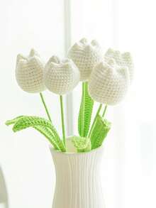 1pc/5pcs Crochet Tulip Bouquet And Durable Handmade Artificial Everlasting Flower Bouquet, Fade-Resistant, Lifelike, Suitable For Wedding Planning, Home Decor, Graduation Gifts, DIY Crafters, Mother's Day, Teacher's Day, Birthday, Valentine's Day Gifts And Party Decorations, Best Ideal Choice - Multicolor - View 12