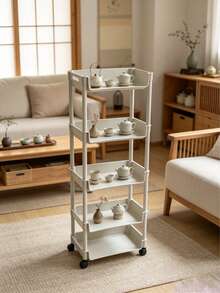 Kệ đựng đồ kiểu xe đẩy nhỏ, có thể dùng để đựng đồ ăn nhẹ, vật dụng, sách vở, thích hợp cho nhà bếp, phòng ngủ. Thiết kế nhiều tầng, phù hợp cho nhà bếp, phòng tắm, đầu giường và các loại kệ lưu trữ nhiều tầng di động khác. - trắng - Xem 4