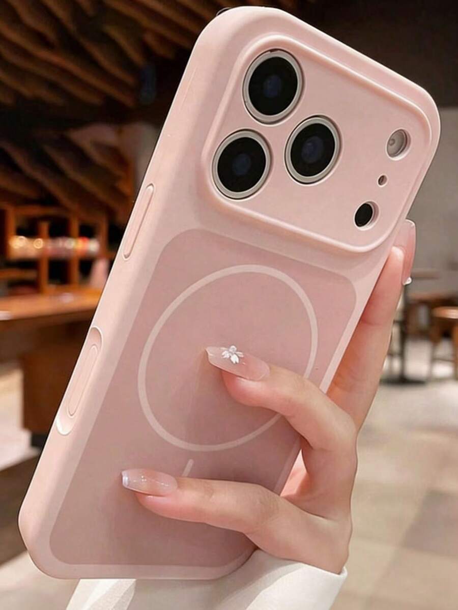 Carcasă de telefon de lux cu încărcare wireless din silicon lichid, contrast de culoare, pentru iPhone 17ProMax 17Pro 17 16 15 14 13 Pro Max, carcasă de protecție rezistentă la cădere - Roz - Vizualizare 1