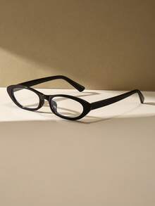 Unisex Computer/Gaming/TV/Phone Glasses With Cat Eye Frame, Small Plastic Black Frame, Light Glasses, Fashion Optical Glasses - Black - View 2