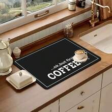 1 Almohadilla de drenaje, Placa de secado de barra de café negra con impresión, Alfombrilla de mesa multiusos para máquina de café - Multicolor - Ver 4