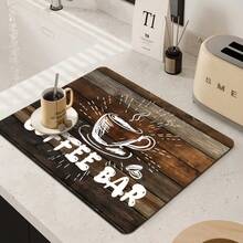 1 Almohadilla de drenaje, Placa de secado de barra de café negra con impresión, Alfombrilla de mesa multiusos para máquina de café - Multicolor - Ver 12