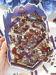 Infeelme Ma Petite Maison Série 24.0 24e Scène Château Miniature Infeel Paysage Autocollant Grand, Grand Autocollant 3D Scène Agrafeuse, Récompenses, Décorations, Cadeaux de Rentrée Scolaire et Cadeaux pour Étudiants, Décoration de Bureau/École, Fournitures de Scrapbooking, Papeterie, Autocollants Amusants pour Fournitures de Scrapbooking Kindle - A - Voir 5