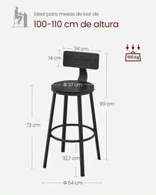 Taburetes de bar - Negro ébano - Ver 7