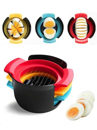 3-In-1 Multifunctional Stainless Steel Egg Slicer, Suitable For Boiled Eggs, Fruits, Etc. Easily Cuts Into Regular Beautiful Shapes