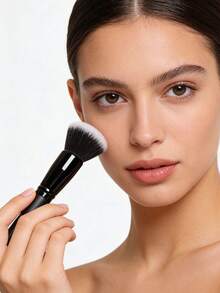 3 Stück professionelles Make-up Pinsel Set, inklusive Puder, Rouge, Highlighter, Kontur, Foundation, Concealer Pinsel, weiche Nylonborsten, geeignet für Make-up Anfänger, tragbare Reisegröße, tolles Geschenk - Schwarz - Übersicht 4