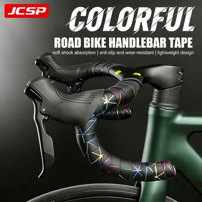 JCSP Colorful Textured Road Bike Handlebar Tape, Bicycle Handlebar Wrap, Non-Slip Shock-Absorbing Road Bike Handlebar Tape, Soft And Comfortable Feel, Universal For Road Bikes, Bicycle Handlebar Wrap