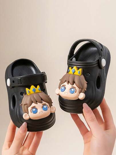 1 Pair Kids Prince Pattern Breathable Sandals, Boys Summer Outdoor Beach Slippers, Toddler Home Flip Flops