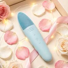 Waterproof Ultrasonic Facial Cleansing Device Electric Silicone Brush For Deep Pore Cleansing Massage Exfoliation And Skin Rejuvenation With Gentle Vibrations For Sensitive Skin - Màu xanh lam - Xem 5