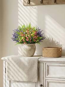27pcs Artificial Lavender And Boston Fern With Wildflowers, UV Resistant Faux Plants For Summer, Suitable For Hanging Baskets, Porch, Farmhouse Decor, Hanging Flower Boxes, Windowsills, Weddings, Indoor Decoration, Window Frames, Garden Plant Decor - Multicolor - View 5