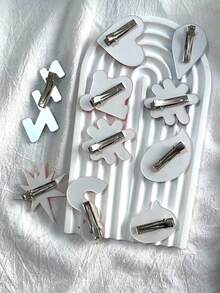 10pcs Cute Acrylic Angry Flame Expression Hair Clips, Funny Expression Side Bangs Hair Clips, Versatile Hair Accessories, Creative Novelty Gift For Girls - Multicolor - View 10