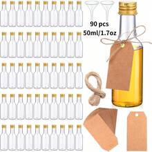 30pcs Mini Bottle Set, Capacities 0.85oz, 1.7oz, 3.3oz And 5oz, Plastic Material, With Caps, Includes 2 Liquid Funnels And Khaki Labels, Also Suitable For Chili Sauce, Juice And More - Gold - View 16