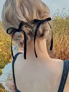 Velvet Bow Headtie, Set Of 2, Simple And Elegant Hair Accessory, Daily Use Headband Hair Accessory Soft , Suitable For Women To Use. Can Be Used As A Hair Tie, Travel,Birthday - Multicolor - View 5