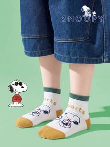 1/5/10 Pairs Authentic Snoopy Patterned Children Short Socks, Paired With Baseball Or Football Designs, Sports Socks. Cute Cartoon Patterns, Fashionable Snoopy Socks For Summer, Suitable For Boys And Girls. Breathable, Odor-Resistant, Moisture-Wicking, Casual And Cartoon Patterned Crew Socks - Multicolor - View 11
