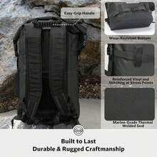 STOVER - Bolsa impermeable unisex de 5/10/25/30/40/55 L, mochila pequeña, ligera, con cierre enrollable y funda para teléfono, para kayak, viajes, senderismo, pesca, tubing, campamento y playa (negro) - 40L Negro (con funda para teléfono) - Ver 7
