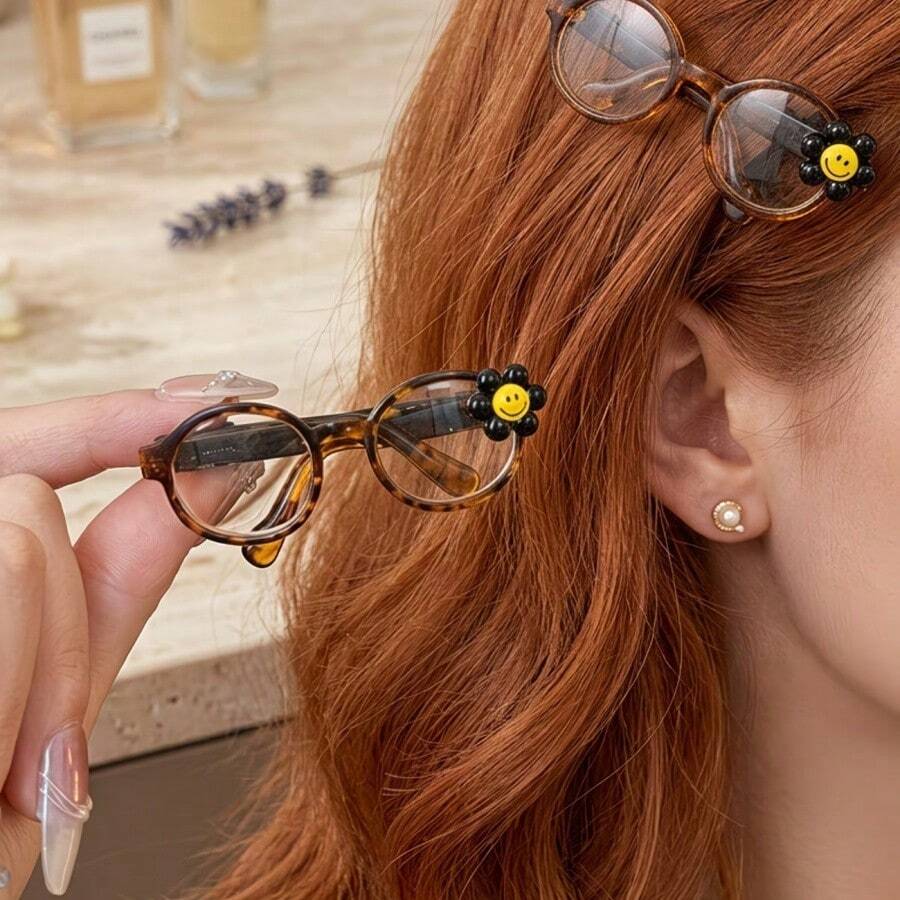 Two Women's  Face Glasses Design Hair Clips - 2026 New Style, Anti-Slip Side Eyebrow Clips, Transparent Frame With Fun Face Glasses Design, Multifunctional Suitable For Casual And Formal Attire, Comfortable And Durable Hair Clips, Small And Exquisite - Nhiều màu - Xem 1