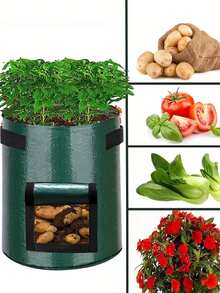 Túi trồng khoai tây bằng chất liệu PE có cửa sổ quan sát và tay cầm, lỗ thoát nước thoáng khí, thích hợp trồng rau và khoai tây, chậu trồng ngoài trời, bộ dụng cụ trồng khoai tây, rau củ, túi trồng rau bền chắc cho cà chua, trái cây, cà rốt, hành tây, khoai tây, dâu tây - Nhiều màu - Xem 1