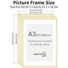 HIMEETIME 1/3件装铝合金相框，尺寸30x40厘米/A3/A4，金属框，窄边防锈金属框，适用于海报、画布和证书，现代家居，婚礼照片展示，工作室墙面艺术，办公室奖品装饰（金色/银色/黑色） - 半圓弧鋁合金相框 - 查看 21