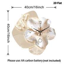 2D Floral Art Wall Clock, Modern Silent Quartz Movement Decorative Wall Clock, Suitable For Bedroom, Dining Room, Living Room, Office, Sofa Background, Home Decor - Multicolor - View 13
