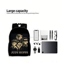 Judy Hopps Fashion  Large Capacity Backpack With Adjustable Shoulder Strap, Simple Casual Backpack Ideal For Daily Use, Travel & Fan Gifts - màu đen - Xem 5