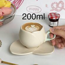 1/6組鬱金香陶瓷咖啡杯盤套組，90ml/200ml美感花卉下午茶馬克杯，耐熱手柄，適用濃縮咖啡、拿鐵、牛奶、燕麥飲，女孩/女性完美禮物，適合喬遷、畢業、開學、生日、派對 - 彩色 - 查看 13