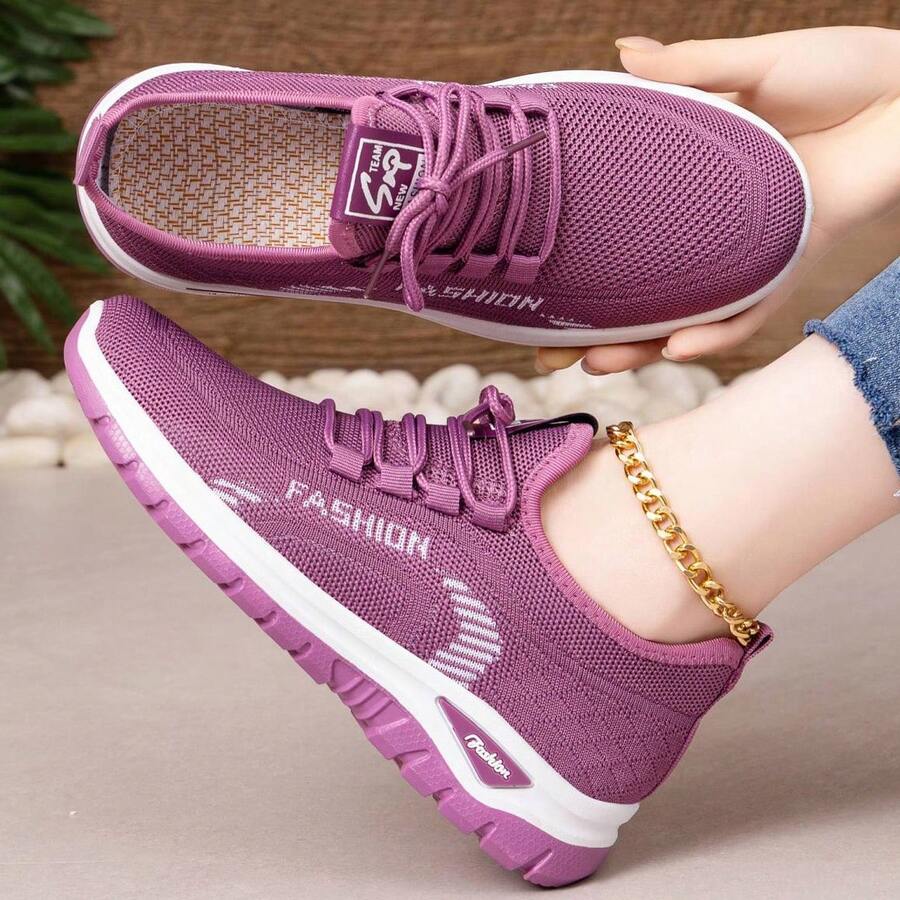 Giày thể thao nữ casual, giày chạy bộ thoáng khí, đế mềm nhẹ, thoải mái, chống trơn trượt. - Màu tím - Xem 1