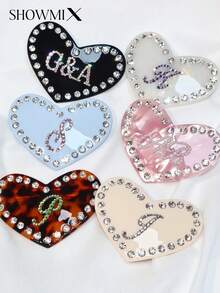 Customized Acetate Frame Hair Clips With Hand-Embedded Diamonds, Customized Logo Or Name, Versatile Heart-Shaped Hair Clips - Multicolor - View 4