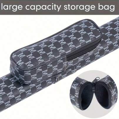 1 pieza Estuche de taco de billar de alta calidad, bolso de mano de PU con diseño de 2 agujeros para acomodar de forma segura 1 taco y 1 punta, adecuado para jugadores de 9 bolas americanas y de pool