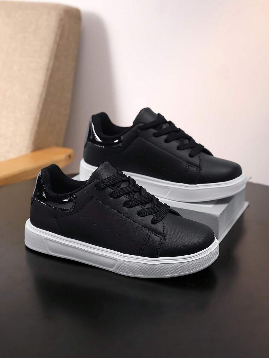 1 Đôi Giày Thể Thao Trắng Thời Trang Thường Ngày Cho Trẻ Em, Giày Thể Thao Ngoài Trời Thoáng Khí Thoải Mái Dành Cho Thanh Thiếu Niên