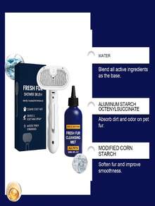 1set/60ml/2FL.Oz 2-In-1 Cleansing Brush + Spray Kit Gentle & Soothing Reduces Brushing Effort Easy To Clean Hair Release ABS & Stainless Steel Pet Grooming Brush With Cleansing Mist Spray, Household Pet-Friendly White Brush With Blue Bottle Cleanses Deodorizes Detangles & Adds Shine To Fur Reduces Shedding Fresh Fur Grooming Kit For Dogs Cats All Pets Daily Use All Year Round - View 7